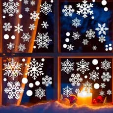 9 Folhas com 321 Adesivos de Floco de Neve para Janela – Decorações de Natal, Adesivos de Floco de Neve de Inverno para
