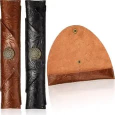 Zonon 2 Peças Estojo de Canetas de Couro Vintage Feito à Mão, Porta-Canetas de Couro Entalhado para Escola, Casa e Escri