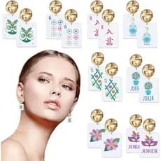 Highergo 16 Peças Brincos de Mahjong para Mulheres, Brincos Pendentes de Acrílico com Design Geométrico Criativo e Diver