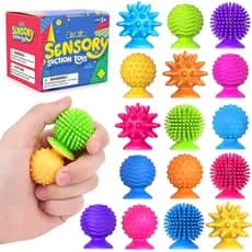 Brinquedos Sensoriais para Crianças e Adultos: Pacote com 16 Brinquedos Texturizados com Ventosas - Brinquedos Sensoriai