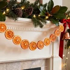 Decorações de Natal: Guirlanda de Natal de 9 pés com fatias de laranja secas, estilo rústico, para o Natal e Ação de Gra