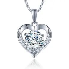 Colar de Moissanite para Mulheres 1.0ct Cor D, Colar de Coração em Prata Esterlina, Presentes de Aniversário para Mulher