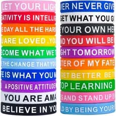 Pulseiras com Citações Motivacionais QEERBSIN - 20 Pulseiras de Silicone em Lote - Pulseiras Inspiradoras Elásticas Unis