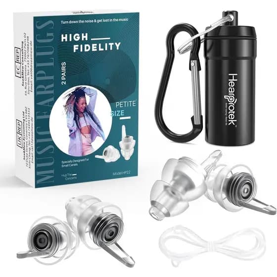 2 Pares de Protetores Auriculares para Concertos, Protetores Auriculares Reutilizáveis Hearprotek de Alta Fidelidade com