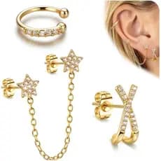 Brincos Krfy para Mulheres, Ear Cuffs sem Perfuração com Pino de Prata Esterlina S925, Brincos de Argola Dainty Dourados