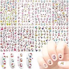 8 Folhas de Adesivos de Unhas Fofos, Decalques de Unhas 3D com Gato de Desenho Animado, Adesivos de Unhas Autoadesivos p