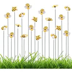 20 peças de estacas decorativas de abelhas para jardim, estacas de abelhas em resina para quintal, estacas decorativas d