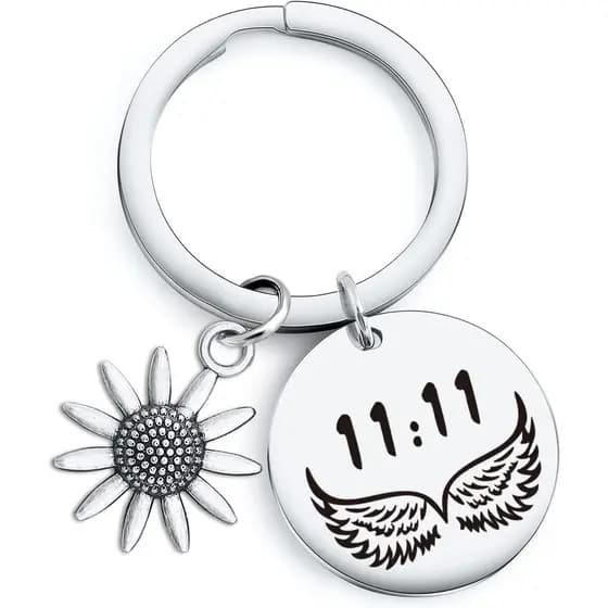 RSZOTW Chaveiro Asa da Sorte 11:11 - Joia de Asa para Casal 11:11 - Chaveiro Espiritual para Mulheres, Chaveiro para Ama