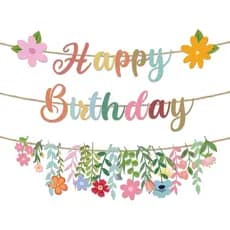 Decorações de Aniversário com Flores, 3 Peças de Banners Florais para Festa de Aniversário, Guirlanda Decorativa Sem Mon