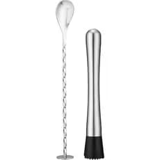 Conjunto de Espátula e Colher de Mistura em Aço Inoxidável — Kit de Ferramentas de Bar de 10 Polegadas para Bartenders D