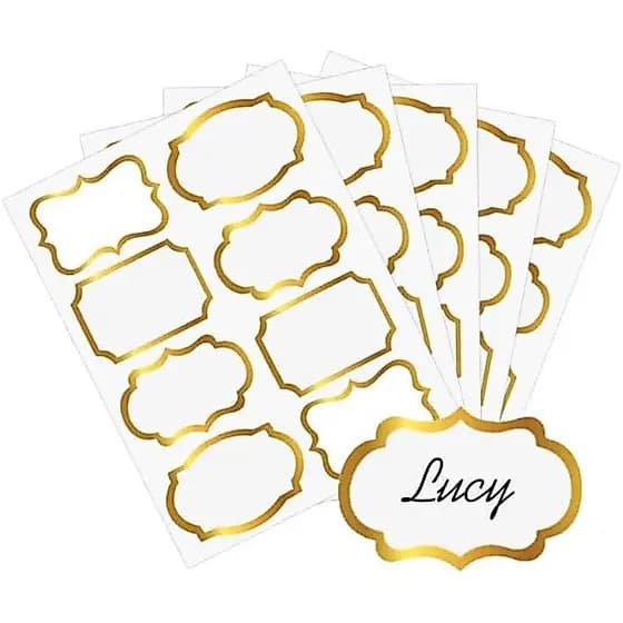 Gold Name Tag Stickers Permanent Adhesive Writable Gift Tag Stickers,2x3 inch,200 Pcs