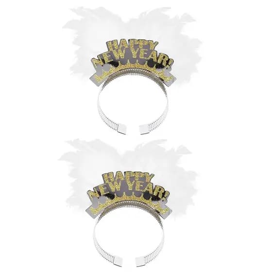 Tiara de Ano Novo BinaryABC, Acessórios para Festa de Réveillon, 2 Peças