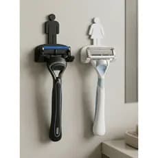 Kit 2 Suporte Gillette Parede Fita 3M Porta Barbeador Sem Furo Kit Organizador Banheiro Dele e Dela