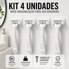 Kit 4 Suporte Para Gillete Parede Sem Furo 3M Porta Barbeador Fixação Forte Fácil Instalação