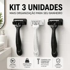 Kit 3 Suporte Gillete 3M Sem Furar Parede Fixação Forte Porta Barbeador Banheiro Resistente