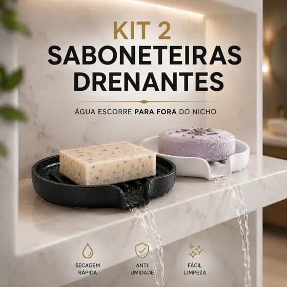 Kit 2 Saboneteiras para Lavabo com Escoamento Rápido Evita Lodo e Conserva o Sabonete