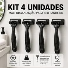 Kit 4 Suporte Gillete Parede Sem Furo 3M Fixação Forte Porta Barbeador Premium Universal