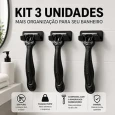 Kit 3 Suporte Para Gillete Sem Furo 3M Adesivo Forte Parede Organizador Banheiro Prático
