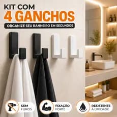 Kit Gancho Multiuso Adesivo 3M Suporte Para Toalhas Roupas Utensílios Sem Furar Parede Banheiro Casa