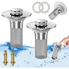 Tampa de Dreno de Banheira em Malha de Aço Inoxidável Moderna e Antiferrugem com Núcleo de Retorno Automático e Plugue P
