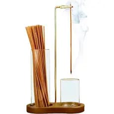 Suporte de Incenso 2 em 1, Queimador de Incenso Antirreflexo, Cinzeiro de Vidro Equocom e Organizador de Velas VH6J