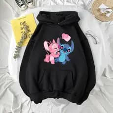 Blusa De Moletom Feminino Casaco de Frio Lilo Stitch  Casal Personalizado com Bolso e Capuz entrega imediata