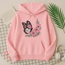 Blusa de Frio Moletom Feminino Borboleta e Flores Primavera Look Quentinho Inverno Versátil Promoção ENTREGA IMEDIATA