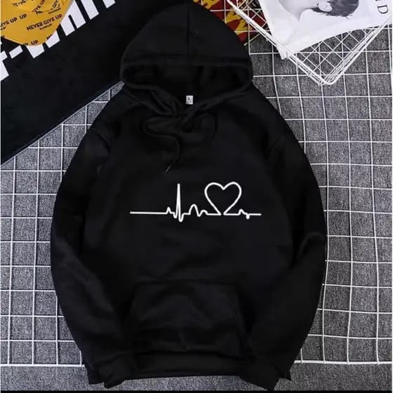Moletom Feminino Canguru Batímento Cardíaco Blusa De Frio Inverno Coração103