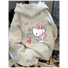 Moletom Capuz Hello Kitty Tumblr Fofo Coração Urso Desenho Casual Confortável Promoção93