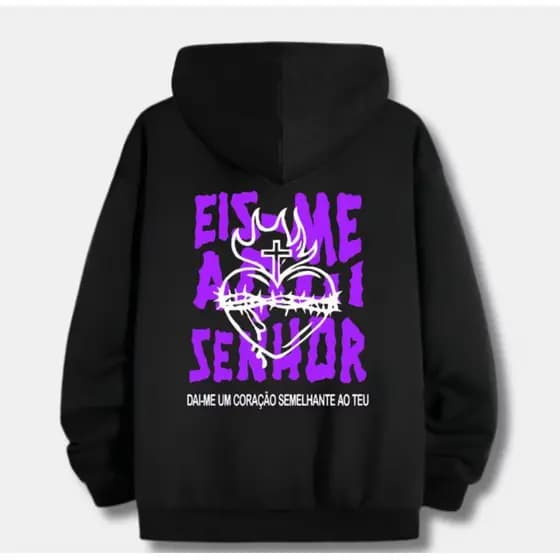 Blusa de Frio Unissex Moletom Canguru Eis-Me Aqui Senhor Cristã Jesus Fé Igreja Casaco Alta Qualidade Premium212