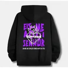 Blusa de Frio Unissex Moletom Canguru Eis-Me Aqui Senhor Cristã Jesus Fé Igreja Casaco Alta Qualidade Premium212