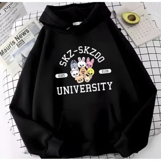 Moletom Canguru Stray Kids Fofo Kpop Blusa de Frio Moda Inverno University132