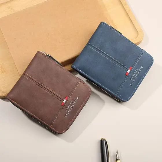 Estilo Carteira de Multifuncional com Zíper e Porta-Cartões de Identidade Carteiras Masculinas Carteira casual