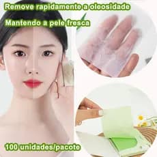 100 Peças Folhas Absorventes De Óleo Para Rosto | Papel Absorvente Portátil Controle De Brilho E Matificante