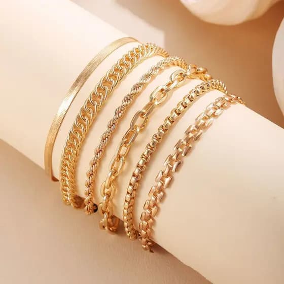 Conjunto De Pulseira Boêmia De Metal Em Camadas Elegantes Para Mulheres Joias 6 Peças