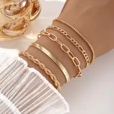 Conjunto De 5 pcs pulseiras em aço inoxidável hipoalergênico não escurece a prova d’água