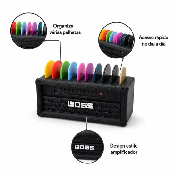 Porta Palhetas Estilo Amplificador Organizador de Palhetas para Violão e Guitarra