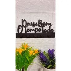 Porta Chaves de Parede 6 Ganchos Decorativo Frase Deus é Bom o Tempo Todo Preto