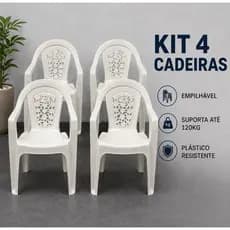 Kit 4 Cadeiras Bistrô Plásticas Empilháveis Reforçadas Lilás Jardim Varanda Área Externa Bar Restaurante Eventos