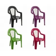 Kit 4 Cadeiras Floral Plásticas Resistentes Poltronas Empilháveis Varanda Jardim Área Externa Bares Restaurantes
