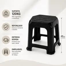 Banco Plástico Multiuso Banquinho Resistente Suporta até 120kg