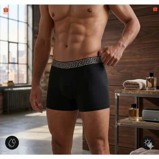 Kit Com 2 Cuecas Boxer  Masculina 95% algodão e 5% elastano Malha Peruana
