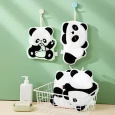 Panda pendurado toalha de mão absorver água de secagem rápida Coral velo toalha pano de cozinha lenço engrossado de três