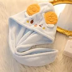 Influencer Touca de secagem de cabelo de cordeiro fofa japonesa simples Coral velo absorvente touca de banho preguiçoso