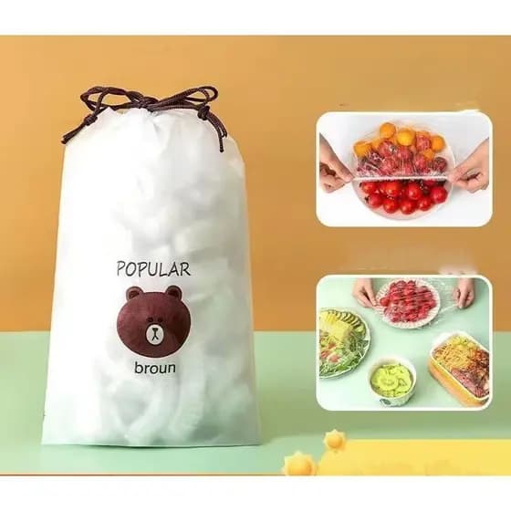Capa elástica descartável PE de qualidade alimentar para manter frescos, sobras domésticas, pratos selados, antipoeira,