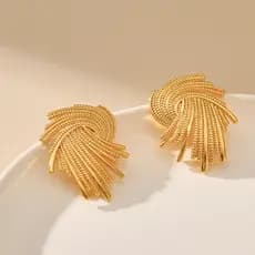 XILANG chapeamento de ouro Real 18K nicho geometria forma Irregular redemoinho Design torcido brincos francês Retro brin