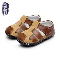 Sandálias para bebês meninos de 0 a 1 a 2 anos, 6-12 meses, couro genuíno, sola macia, antiderrapante, sapatos para cria