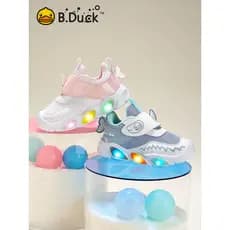 B.Duck Pequeno Pato Amarelo Sapatos Infantis Meninos Light-Up Criança Sapatos 2026 Outono Novo Estilo Sapatos de Bebê Sa