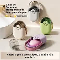 Saboneteira portátil – Mini porta-sabonete de viagem com drenagem e tampa hermética para armazenamento de sabonete.