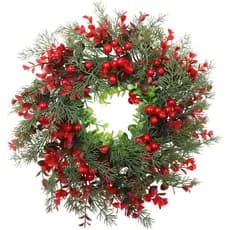 HOMSFOU 1 peça Guirlanda de Natal para Decoração de Porta 13,77 Polegadas, Guirlanda Artificial com Frutas Vermelhas e A